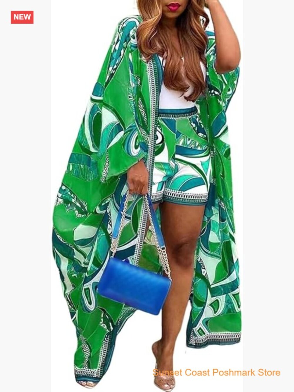 Women's Two Piece Kimono Shorts Set Flowy Beach Cover Up Summer Vacation Outfits